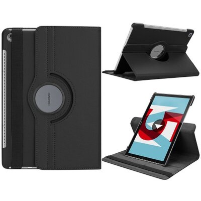 Tablet védőtok álló, bőr (FLIP, asztali tartó funkció, 360°-ban forgatható) FEKETE [Huawei MediaPad M5 10.8 LTE, Huawei MediaPad M5 10.8 WIFI]