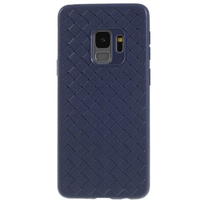Hátlapvédő telefontok gumi / szilikon (bőrhatás, fonott minta) Kék [Samsung Galaxy S9 (SM-G960)]