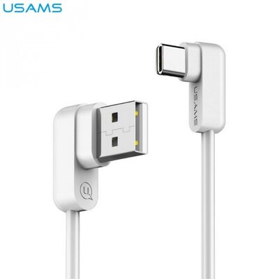 Usams US-SJ167_W USAMS U-FLOW adatátvitel adatkábel (USB Type-C, 120 cm hosszú, 90 fokos/derékszög), Fehér [Alcatel 5 (OT-5086D), Asus Zenfone 3 5.2 (ZE520KL), Asus Zenfone 3 5.5 (ZE552KL)]