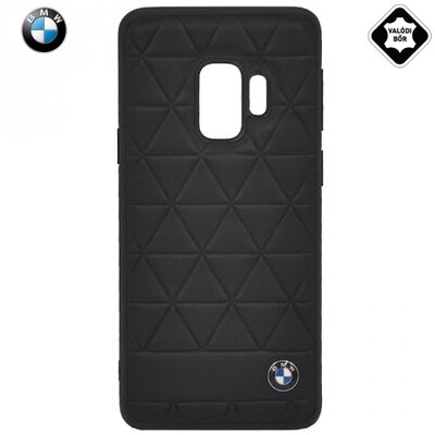 Cg mobile BMHCS9HEXBK BMW HEXAGON műanyag hátlapvédő telefontok (valódi bőrbevonat, háromszög minta) Fekete [Samsung Galaxy S9 (SM-G960)]