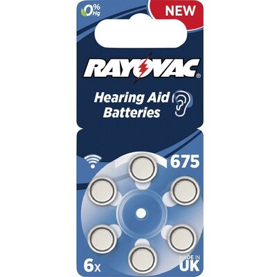 ZA675 hallókészülék elem, cink-levegő, 1,4V, 640 mAh, 6 db, Rayovac ZA675, PR44