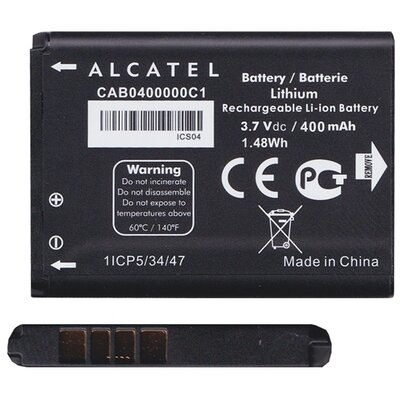 ALCATEL CAB0400000C1 gyári akkumulátor 400 mAh LI-ION [Alcatel OT-1010, Alcatel OT-1046D, Alcatel OT-1035, Alcatel OT-1016, Alcatel OT-1052, Alcatel OT-1050D, Alcatel OT-1066D]
