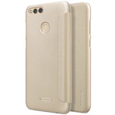 Nillkin Sparkle műanyag telefontok (bőr flip, oldalra nyíló) Arany [Huawei Honor 7x]