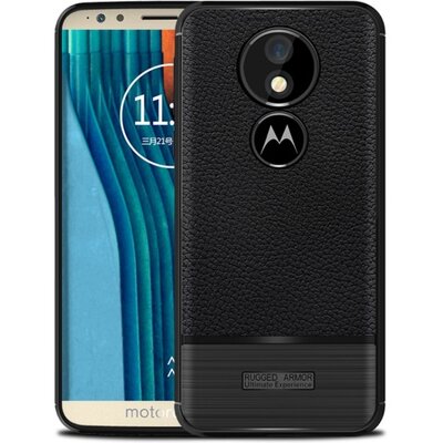 Hátlapvédő telefontok gumi / szilikon (bőrhatás, szálcsiszolt) Fekete [Motorola Moto G6 Play (XT-1922)]