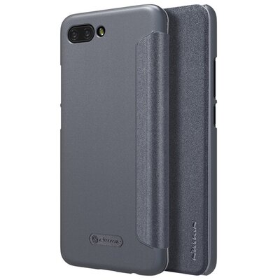 Nillkin Sparkle műanyag telefontok (bőr flip, oldalra nyíló) Fekete [Huawei Honor 10]