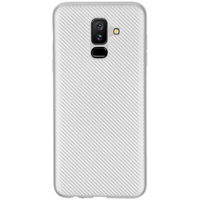 Hátlapvédő telefontok gumi / szilikon (karbon minta) Ezüst [Samsung Galaxy A6+ (2018) SM-A605F]