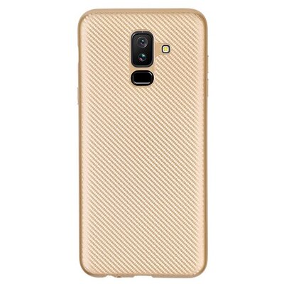 Hátlapvédő telefontok gumi / szilikon (karbon minta) Arany [Samsung Galaxy A6+ (2018) SM-A605F]