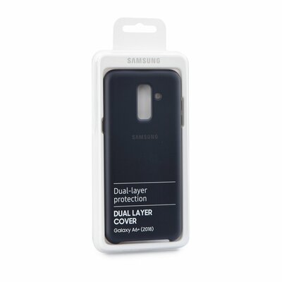 Samsung EF-PA605CBEGWW Műanyag hátlapvédő telefontok (dupla rétegű, gumírozott), Fekete [Samsung Galaxy A6+ (2018) SM-A605F]