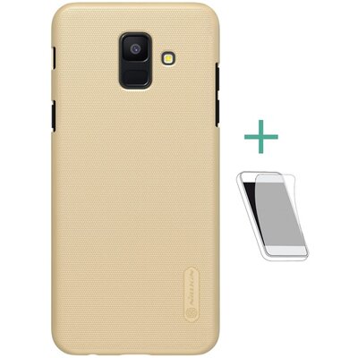 Nillkin Super Frosted műanyag hátlapvédő telefontok (gumírozott, érdes felület, kijelzővédő fóliával) Arany [Samsung Galaxy A6 (2018) SM-A600F]
