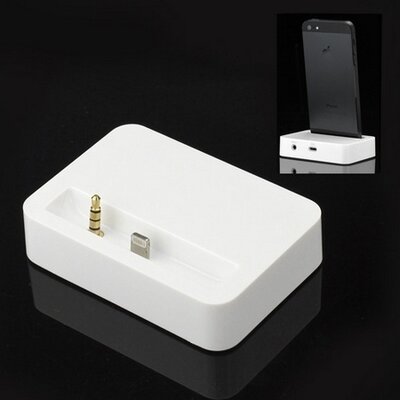 Asztali töltő (3.5 mm jack kimenettel, kábel nélkül), Fehér [Apple iPhone 5, Apple iPhone 5S, Apple iPhone SE]