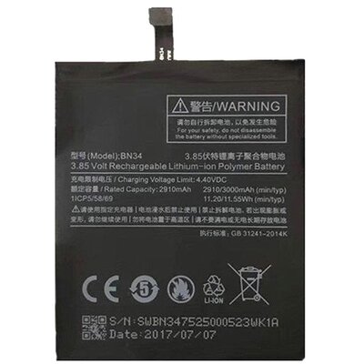Xiaomi BN34 gyári akkumulátor 3000 mAh Li-Polymer - Xiaomi Redmi 5A