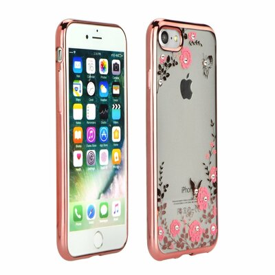 Forcell Diamond virágmintás szilikon hátlapvédő telefontok - Sony Xperia XZ2 Compact / Mini, rózsaszín-Arany