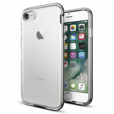 SPIGEN Neo Hybrid Crystal minőségi szilikon + polikarbonát hátlapvédő telefontok - iPhone 7 / 8, Ezüst