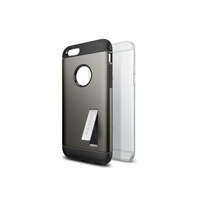 SPIGEN Slim Armor minőségi szilikon + polikarbonát hátlapvédő telefontok - iPhone X / 10, Ezüst-metál