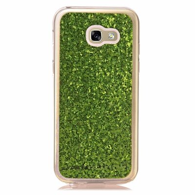 Hátlapvédő telefontok gumi / szilikon (csillogó, flitteres) Zöld [Samsung Galaxy A3 (2017) SM-A320F]