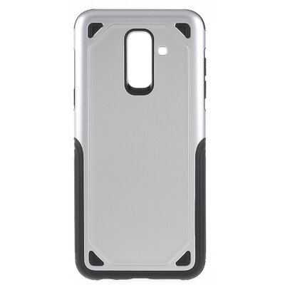 Defender műanyag hátlapvédő telefontok (közepesen ütésálló, gumi / szilikon belső) Ezüst/Szürke [Samsung Galaxy A6+ (2018) SM-A605F]