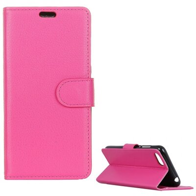 Telefontok álló, bőr hatású (flip, oldalra nyíló, asztali tartó funkció) Rózsaszín [Huawei Y6 (2018)]