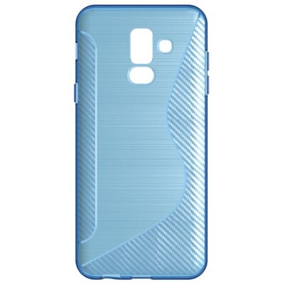 Hátlapvédő telefontok gumi / szilikon (S-line, karbonminta) VilágosKék [Samsung Galaxy A6+ (2018) SM-A605F]