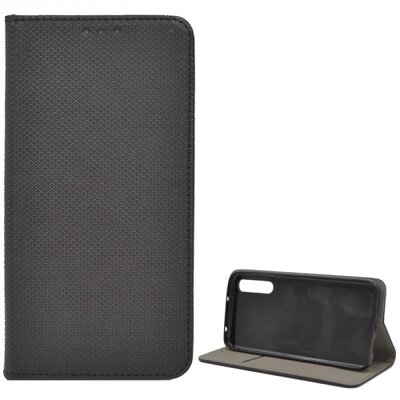 Telefontok álló, bőr hatású (flip, oldalra nyíló, asztali tartó funkció, rombuszminta) Fekete [Huawei P20 Pro]