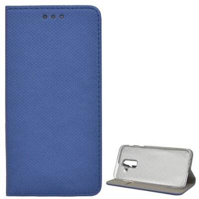 Telefontok álló, bőr hatású (flip, oldalra nyíló, asztali tartó funkció, rombuszminta) SötétKék [Samsung Galaxy A6+ (2018) SM-A605F]