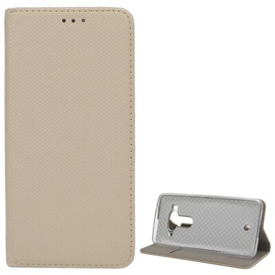 Telefontok álló, bőr hatású (flip, oldalra nyíló, asztali tartó funkció, rombuszminta) Arany [HTC U12+ Plus]