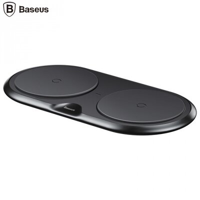 Baseus WXXHJ-01 BASEUS hálózati töltő állomás (2 készülék egyidejű töltésére, vezeték nélküli töltés, QI Wireless) FEKETE [Alcatel 3 (OT-5052), Apple iPhone 8 4.7, Apple iPhone 8 Plus 5.5, Apple iPhone X 5.8]
