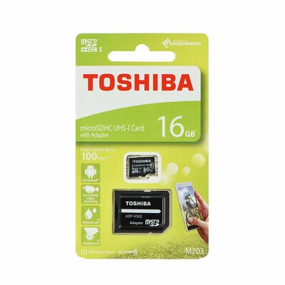 Memóriakártya Toshiba microSDHC 16GB M203 UHS I U1 CLASS 10, 100MB/s, adapterrel