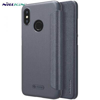 Nillkin Sparkle műanyag telefontok (bőr flip, oldalra nyíló) Fekete [Xiaomi Mi 8]