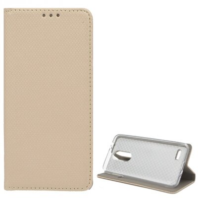 Telefontok álló, bőr hatású (flip, oldalra nyíló, asztali tartó funkció, rombuszminta) Arany [LG K9 K350 (K8 2018)]