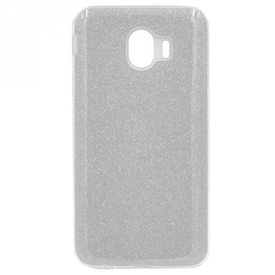 Hátlapvédő telefontok gumi / szilikon (műanyag belső, csillogó hátlap) Ezüst [Samsung Galaxy J4 (2018) J400F]