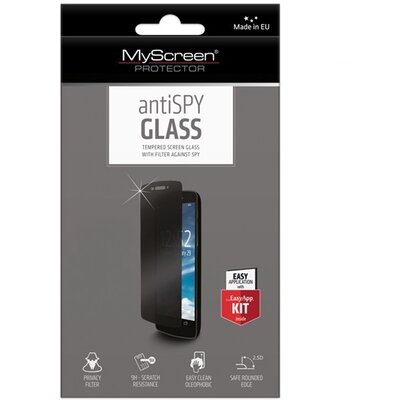 Myscreen MD1483TGPR Kijelzővédő üvegfólia (edzett üveg, 2.5D lekerekített szél, betekintés elleni védelem, 9H) ANTISPY GLASS [Apple iPhone 5, Apple iPhone 5C, Apple iPhone 5S, Apple iPhone SE]