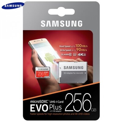 Samsung MB-MC256GA/EU memóriakártya TransFlash 256GB (microSDXC EVO plus - Class 10, UHS-1) + SD adapter