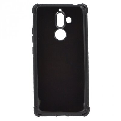 Hátlapvédő telefontok gumi / szilikon (shockproof, légpárnás sarok, fényes) Fekete [Nokia 7+ Plus]