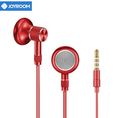 Joyroom E205_R JOYROOM headset SZTEREO (3.5 mm, mágneses, felvevő gomb, mikrofon, hangerő szabályzó, mélyhang kiemelő), piros