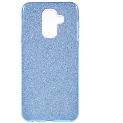 Hátlapvédő telefontok gumi / szilikon (műanyag belső, kivehető csillámporos papír réteg) Kék [Samsung Galaxy A6+ (2018) SM-A605F]