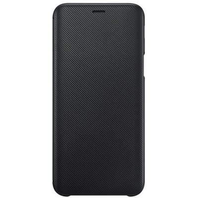 Samsung EF-WJ600CBEGWW Műanyag telefontok (aktív flip, oldalra nyíló, bankkártya tartó, karbon minta) Fekete [Samsung Galaxy J6 (2018) J600F]