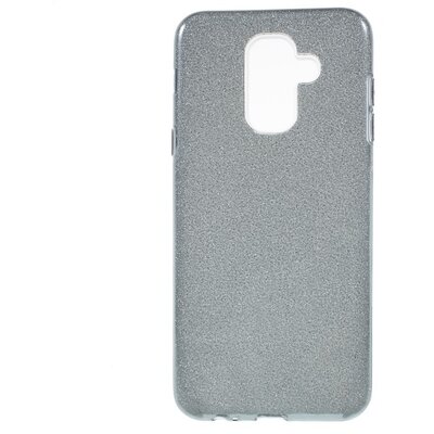 Hátlapvédő telefontok gumi / szilikon (műanyag belső, kivehető csillámporos papír réteg) Szürke [Samsung Galaxy A6+ (2018) SM-A605F]