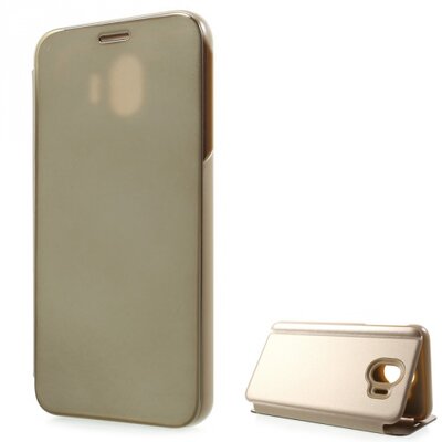 Telefontok álló, (aktív flip, oldalra nyíló, asztali tartó funkció, tükrös felület, Mirror View Case) Arany [Samsung Galaxy J4 (2018) J400F]