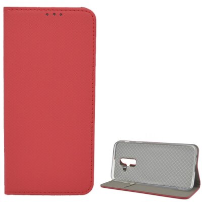 Telefontok álló, bőr hatású (flip, oldalra nyíló, asztali tartó funkció, rombuszminta) Piros [Samsung Galaxy A6+ (2018) SM-A605F]