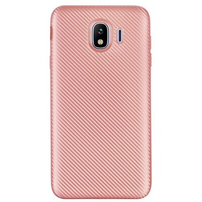 Hátlapvédő telefontok gumi / szilikon (karbon minta) RoseGold [Samsung Galaxy J4 (2018) J400F]