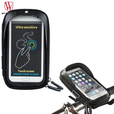 WHEEL UP kerékpáros telefontartó (360°-ban forgatható, napellenző, kormányra rögzíthető, vízálló, 5.8" méret), fekete