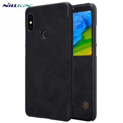 Nillkin Qin Telefontok álló, bőr hatású (flip, oldalra nyíló, bankkártya tartó) Fekete [Xiaomi Redmi Note 5 Pro (Redmi Note 5)]