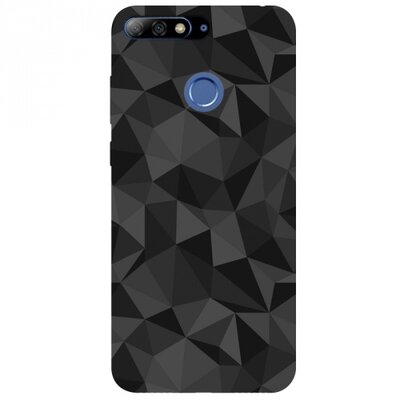 Hátlapvédő telefontok gumi / szilikon (3D, gyémánt minta) Fekete [Huawei Y7 Prime 2018 (Y7 2018)]