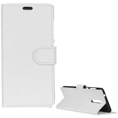 Telefontok álló, bőr hatású (flip, oldalra nyíló, asztali tartó funkció) Fehér [Nokia 5.1]