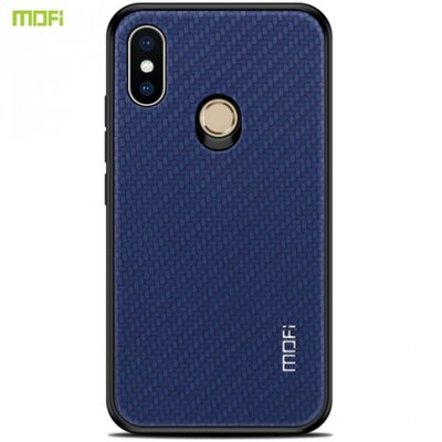 MOFI HONOR műanyag hátlapvédő telefontok (szilikon keret, bőr hátlap, fonott minta) SötétKék [Xiaomi Mi 8 SE]