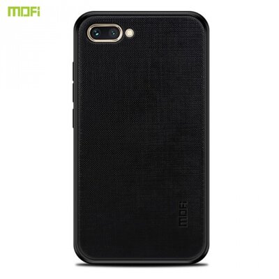 MOFI BRIGHT SHIELD műanyag hátlapvédő telefontok (szilikon keret, textil hátlap) Fekete [Huawei Honor 10]