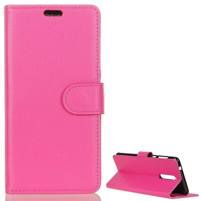 Telefontok álló, bőr hatású (flip, oldalra nyíló, asztali tartó funkció) Rózsaszín [Nokia 5.1]