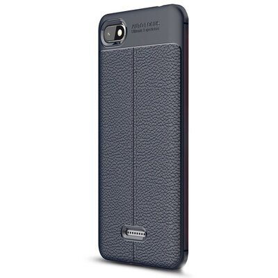 Hátlapvédő telefontok gumi / szilikon (bőrhatás, varrás minta) SötétKék [Xiaomi Redmi 6A]