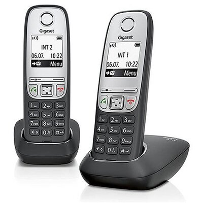 Gigaset A415 DUO vezetékes telefont készülék, DECT / hordozható (1 bázis, 2 kézibeszélő), Fekete (magyar menüvel is)