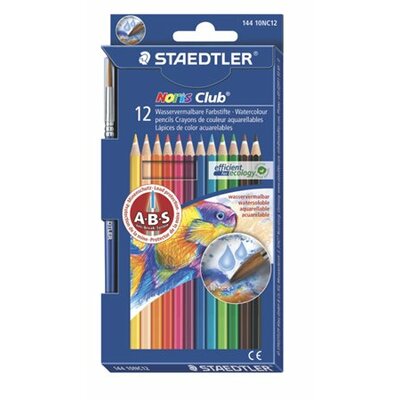Akvarell ceruza készlet, ecsettel, STAEDTLER "Noris Club", 12 különböző szín, (12 db)